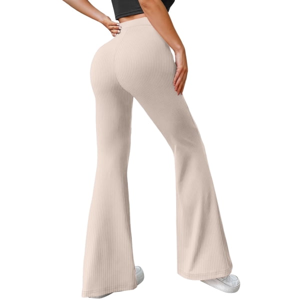 Pantalones rectos de yoga para mujer: tiro medio, pierna ancha, cintura elástica, bolsillos laterales profundos, lavado a mano, poliéster-spandex, tallas XS-XL, para el trabajo/el fin de semana.
