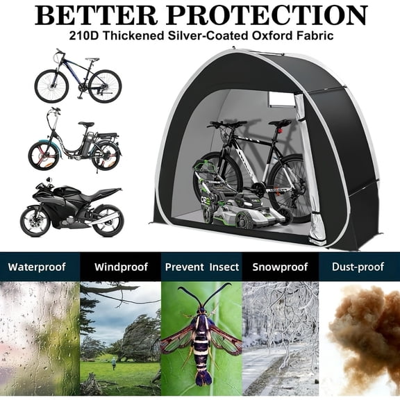 Winter Bike Storage Shed Tent, Waterproof Outdoor Tool Room for 2-3 Bikes, Lawn Mower & Gardening Tools, 210D Oxford Fabric with PU4000 Coating