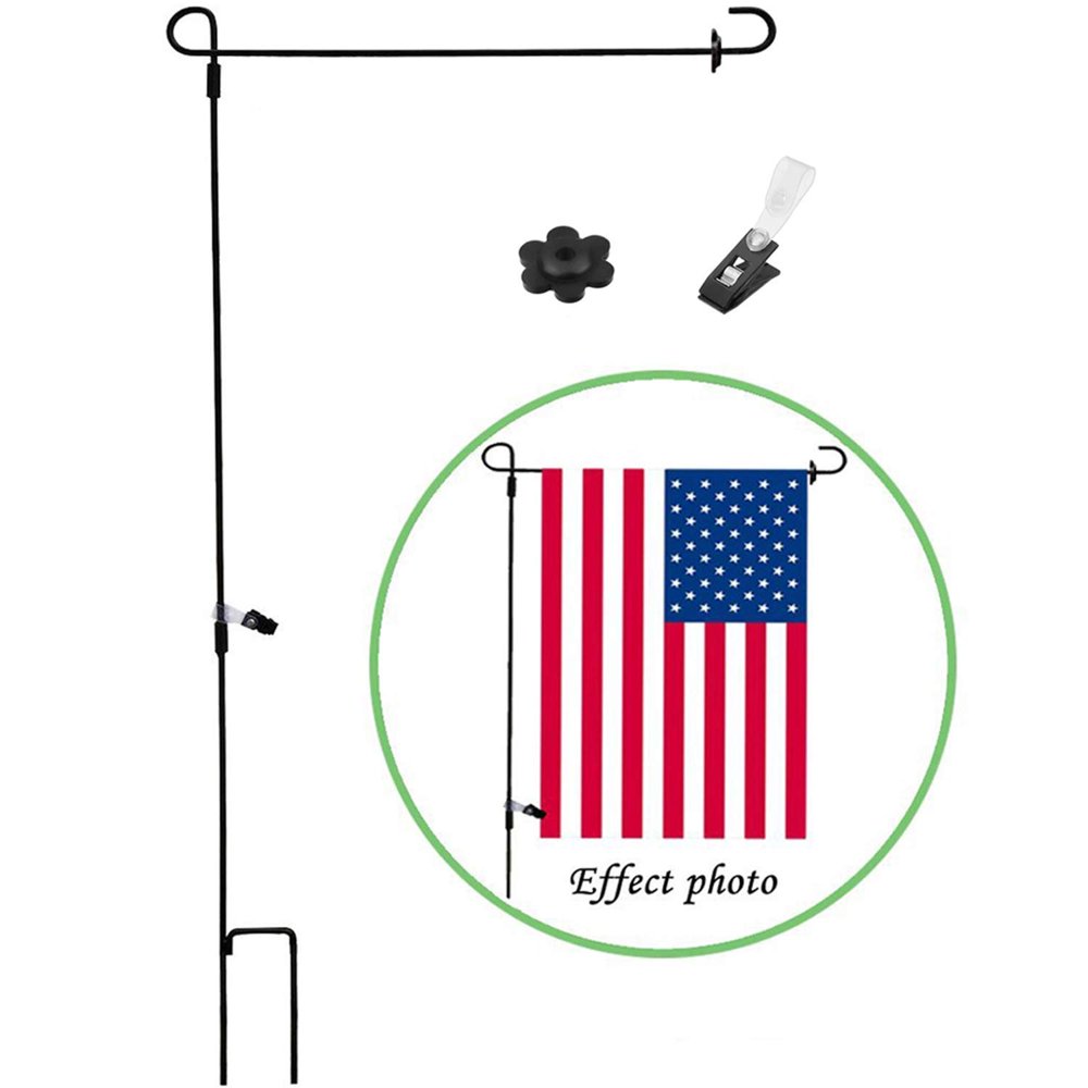 Garden Flag Stand Holder Pole with Flags Rubber Stopper and AntiWind