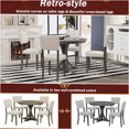 thumbnail image 5 of JERFIT 5-Piece Retro Round Dining Table Set with Upholstered Chairs, Solid Wood Pedestal Base, Dark Gray Finish for Kitchen and Dining Room, 5 of 10