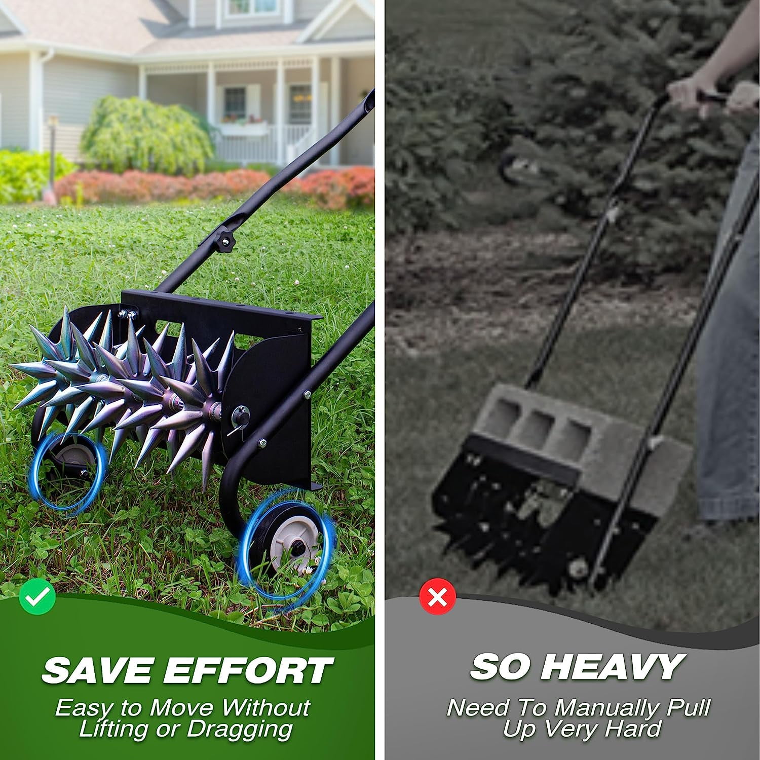 Suchtale 18" Rolling Lawn Aerator with Steel Handle