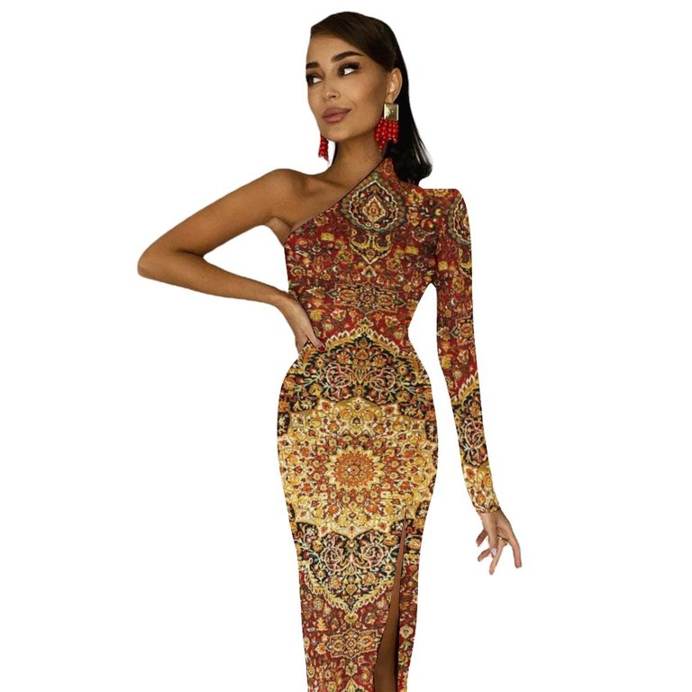 Khorasan Antique Persian Carpet Print Half Dleeve Split Dress purple dress women"s dresses luxury cocktail dresses - Walmart.com Khorasan Antique Persian Carpet Print Half Dleeve Split Dress purple dress women"s dresses luxury cocktail dresses - Walmart.com