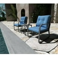 thumbnail image 5 of Bistro 3 Piece Patio Furniture Set, Patio Table and Rattan Outdoor Rocking Chairs Set of 2, Outdoor Bistro Conversation Set for Garden, Balcony, Poolside, Backyard, Blue, 5 of 18