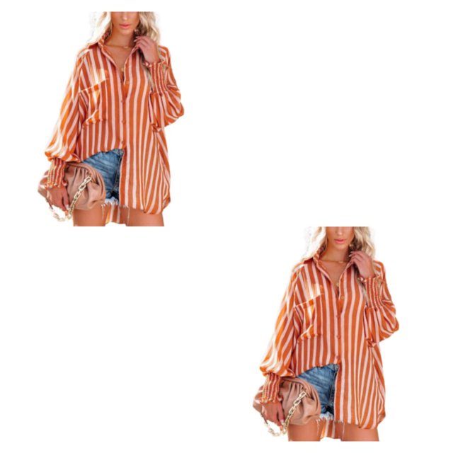 Sonducket Destaca en una camisa elegante y llamativa para mujer Camisas y blusas de fibra duradera para mujer Blusas para mujer Camisas naranja S 2Conjunto