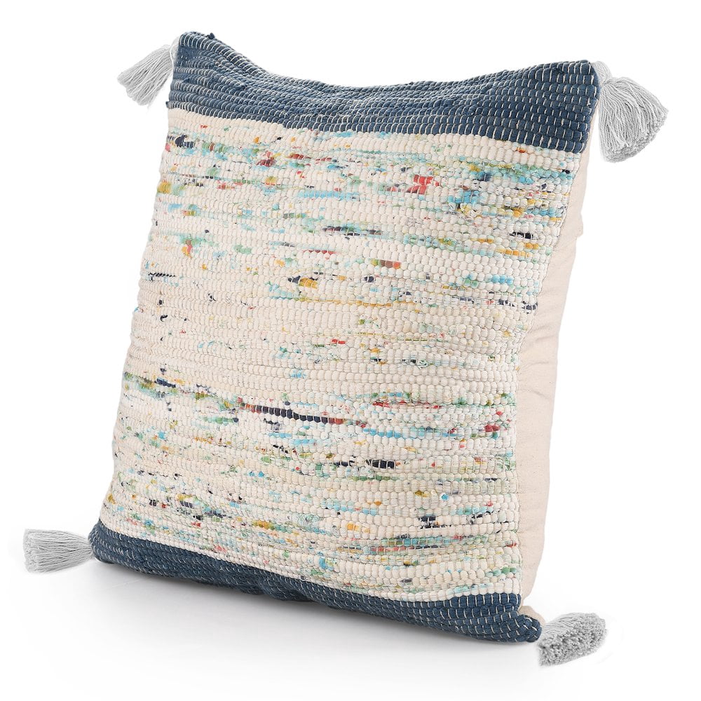 Ox Bay Luma 20" x 20" Navy/Multicolor Striped Cotton Adult Decorative Throw Pillow
