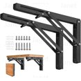 thumbnail image 1 of 2pcs Folding Shelf Brackets - Heavy Duty Metal Collapsible Triangle Shelf Bracket, Diy Wall Mounted Folding Table Hinge, Space Saving For Bench Table, 1 of 5