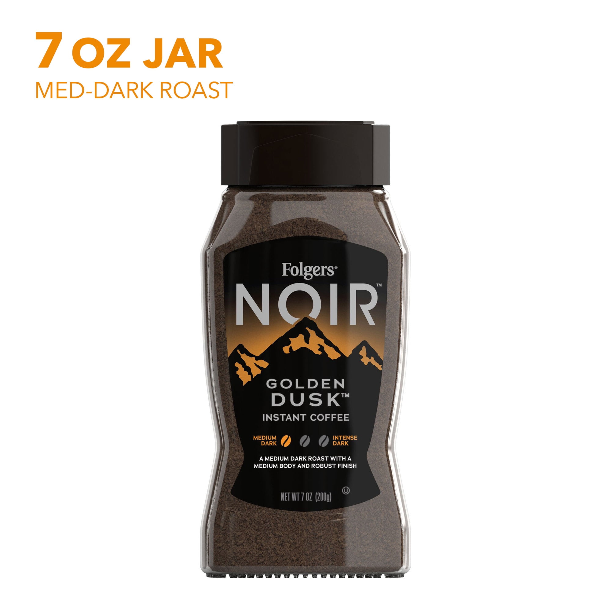 Folgers Noir Golden Dusk Instant Coffee, Medium Dark Roast, 7 Ounce Jar