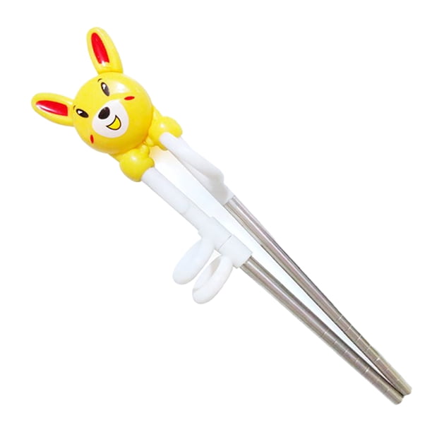Naiovety Palillos de metal Patrón de dibujos animados Niños Acero inoxidable Comedor profesional Utensilio de entrenamiento Prop puntos Vajilla Mostrada Amarillo Naiovety HA042591-02