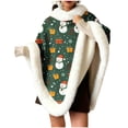 thumbnail image 5 of AUNVITO Cozy Christmas Print Fleece Shawl with Thick Faux Fur Collar Women's Warm Homewear Sleeveless Winter Wrap, 5 of 6