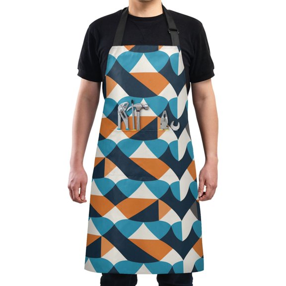 Abstract Overlapping Circles Kitchen Apron with 2 Pockets Adjustable waterproof Cooking Aprons for Women Men Chef