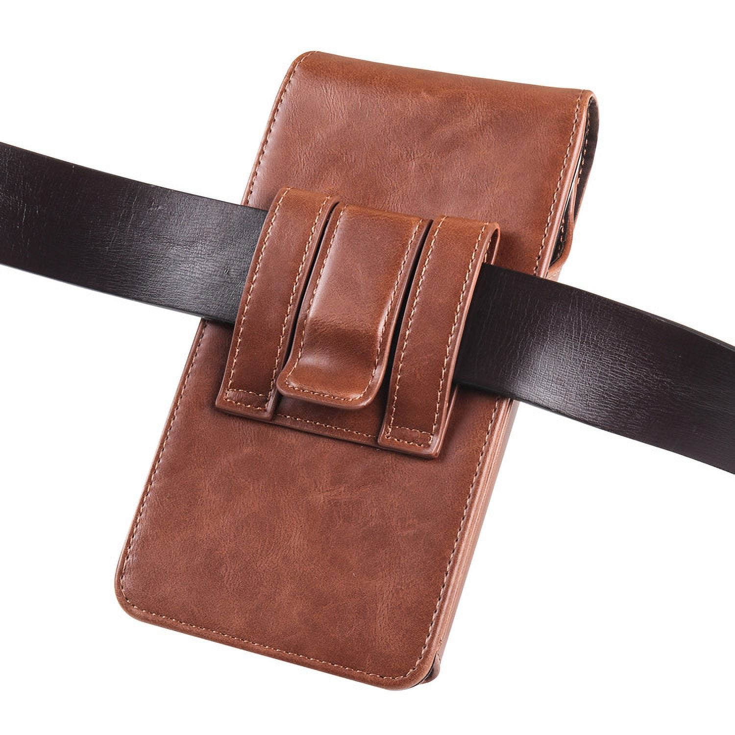Classic Leather Phone Holster with Belt Loop & Magnetic Closure for Samsung & iPhone