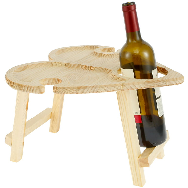 Newest Portable Wine Glass Rack Mini Wooden Picnic Table Folding