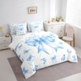 thumbnail image 2 of spefrowx Blue Butterfly Ribbon Full Size Bedding Sets for Kids, Girl Loves Bows Quote Full Size Bed in a Bag, Reversible, 7-Piece, 2 of 6