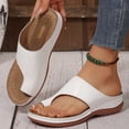 thumbnail image 3 of Rokment Orthopedic Wedges Walking Flip Flops for Women 2026 Summer Beach Fashion Casual Leather Platform Arch Support Slip on Sandals Comfortable Thongs Slides Slippers Vacation White Size 7, 3 of 6