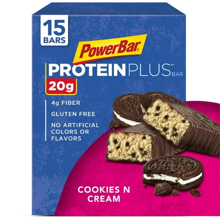 UPC 097421866353 product image for PowerBar Protein Plus Bar  Cookies & Cream  20g Protein  15 Ct | upcitemdb.com