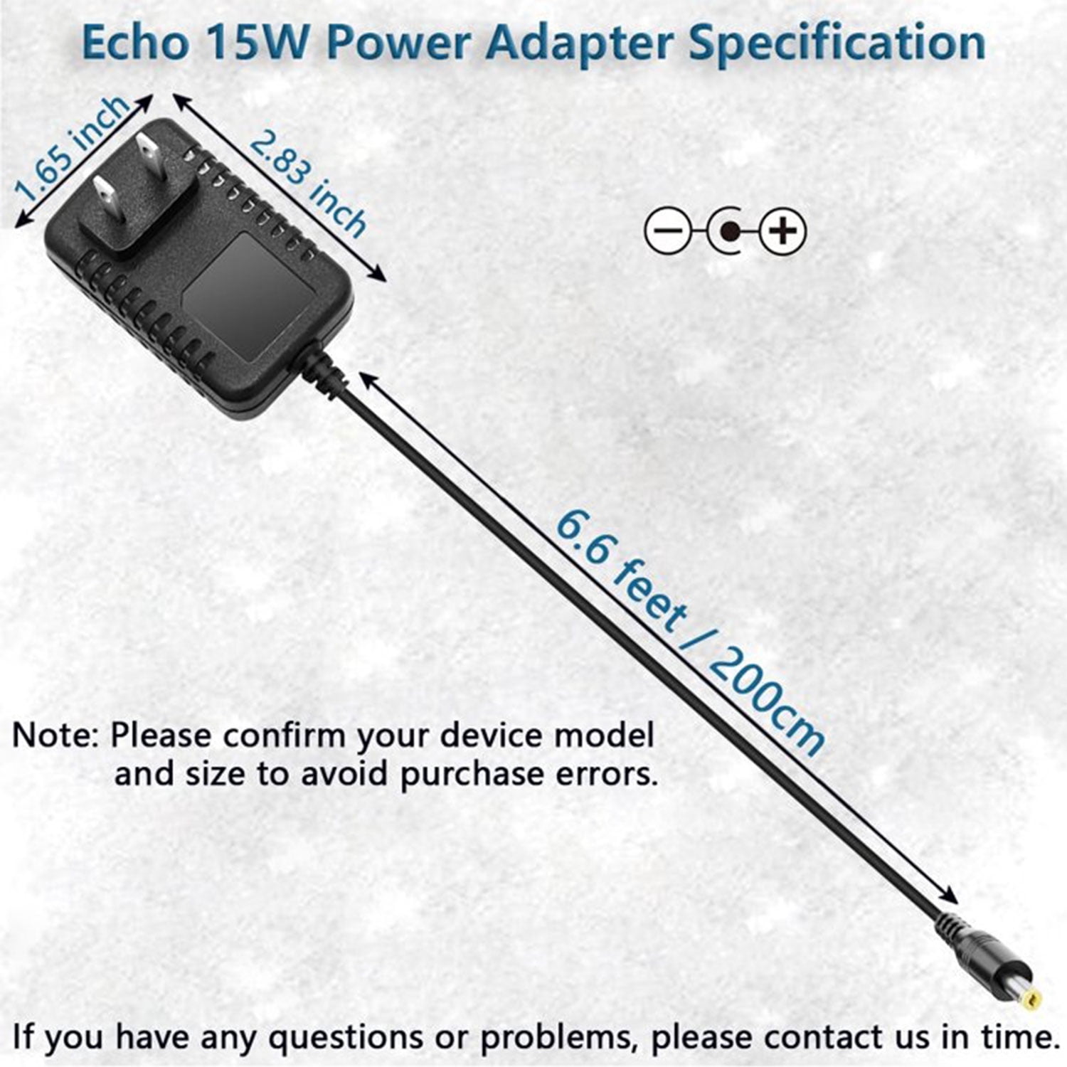 Adaptateur Secteur 15W Pour Echo Dot/Show - 12V 1.25A, Câble 1.5m, Connecteur 4.0x1.7mm (Blanc) - 8