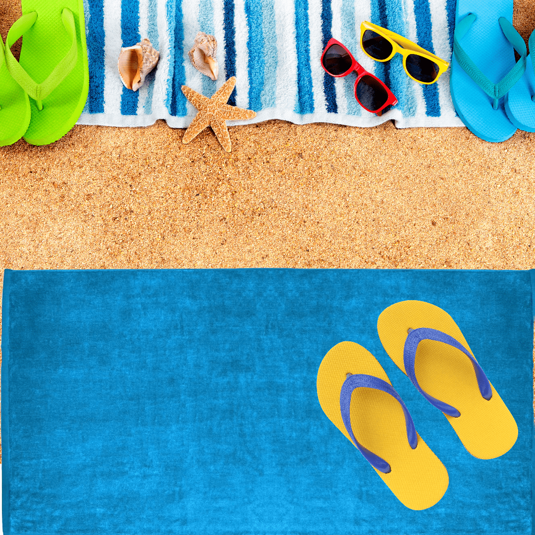 ELEGANI Oversized Large Terry Velour Beach Towel - Aqua Blue - 35” x 60” - 100% Ring Spun Cotton