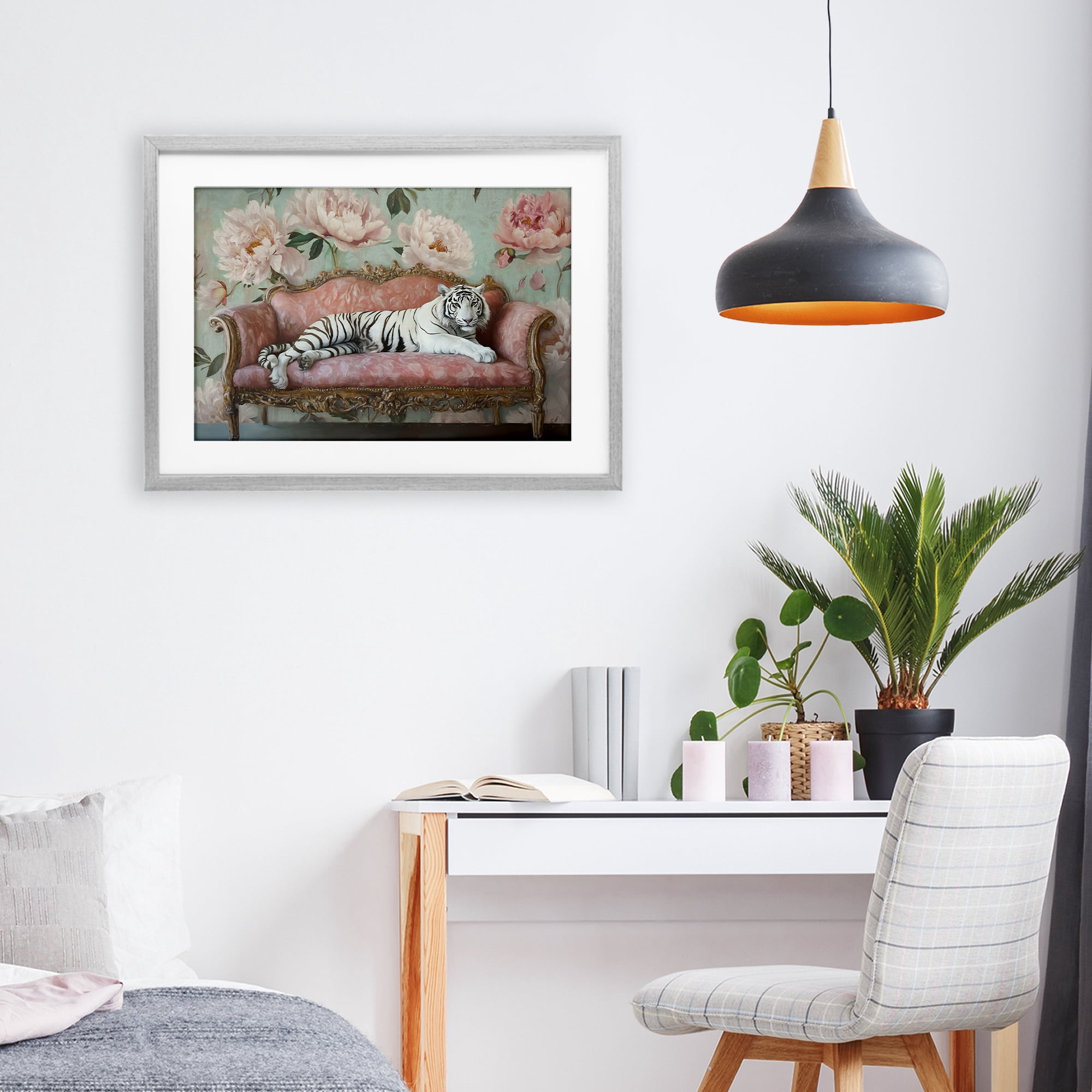 Stupell Industries Where The Tiger Dreams Gray Framed Print Under Glass, design by Tina LeCour