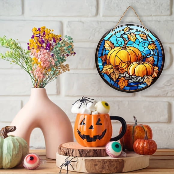 Disco Acrílico de Calabaza de Halloween de 15 Cm, Colgante 2024, Nueva Decoración de Pared, Colgante de Puerta, Decoraciones para Festivales.