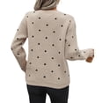 thumbnail image 4 of Wutalume Women's Casual Polka Dot Jacquard Round Neck Pullover Long Sleeve Sweater Top, Printed Knit Design, Stylish Top for Fun Outfits,Khaki 2XL, 4 of 4