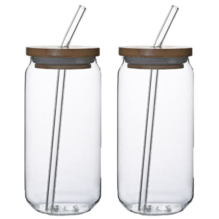 Monfince Mason Jar Cups with Lid and Straw - 550ml/18.5oz Reusable