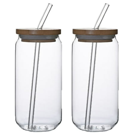 

Baywell Mason Jar Cups with Lid and Straw - 550ml/18.5oz Reusable Wide Mouth Boba Tea Cup Bubble Smoothie Cup Glass Mason Jars Bottle With Bamboo Lid