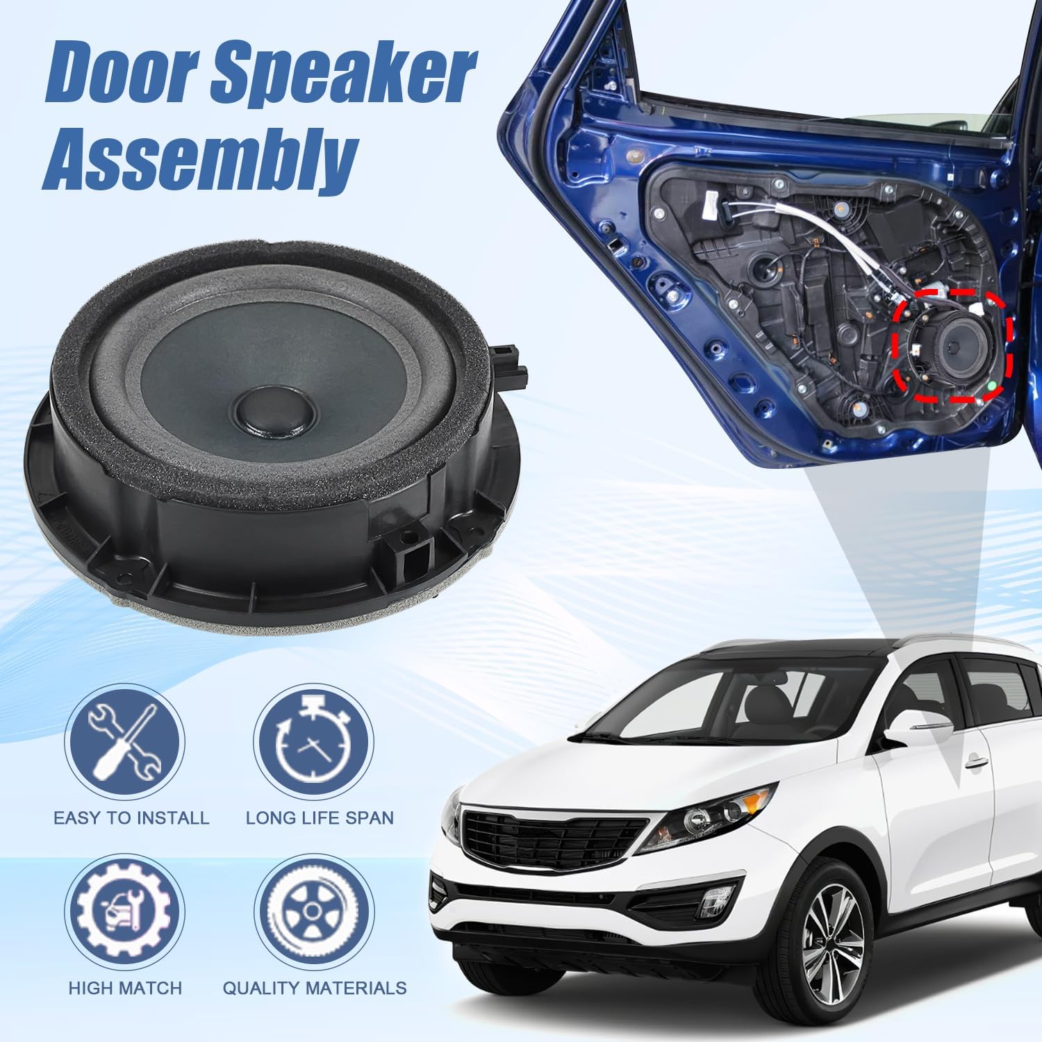 96330-3W000 Door Speaker Assembly Compatible with KIA Sportage 2011-2016 Black Replace 963303W000