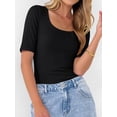 thumbnail image 6 of ANRABESS Womens Half Sleeve Tops Scoop Neck Ribbed Knit Slim Fitted Basic Tee Shirts Summer 2026 Trendy Spring Casual Clothes Black Small, 6 of 10