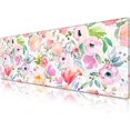 thumbnail image 1 of Desk Pad Protector,Mouse Pad with Non-Slip Rubber Base,Textured & Waterproof Mousepad with Stitched Edges,Large Desk mats for Computers,Laptop,Gaming,Office & Home,31.5 x 11.8 in,Colorful Flowers, 1 of 5