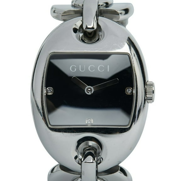 Pre-Owned Gucci Marina Chain 3-Piece Diamond Watch, 121.3mm Quartz Movement, Black... (Good)