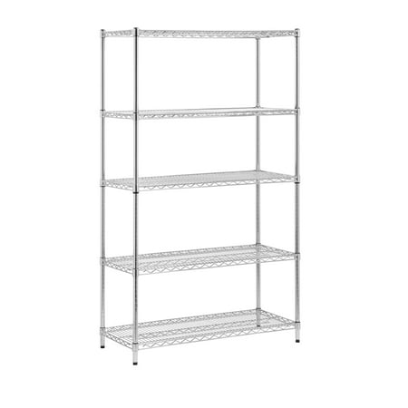 Honey-Can-Do 5-Tier Heavy-Duty Adjustable Shelving Unit with 800-lb Shelf Capacity, Chrome,Shelves & Shelf Units Chrome,Steel