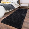 thumbnail image 7 of Tripumer 1 Pc Shaggy Furry Runner Rug 2 x 6 feet Soft Bedside Carpet for Dorm Living Room Hallways Black, 7 of 7