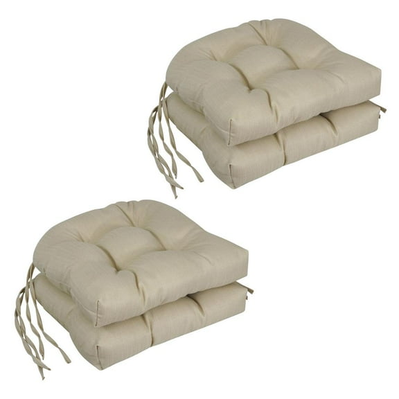 Blazing Needles 16-inch Spun Premium Outdoor U-shaped Tufted Chair Cushions (Set of 4) 916X16US-T-4CH-PO-014