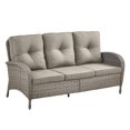 thumbnail image 2 of Unnifurnzi Patio Wicker Sofa-All Weather Rattan 3 Seater Patio Couch Outdoor Patio Couch for Deck Lawn Porch Balcony Poolside-Gray/Gray, 2 of 7