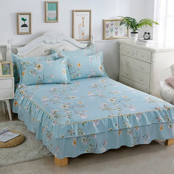 Ensemble de Literie Jupe de Lit Ensemble de Draps Resistant aux Plis Confort 3 Pcs ensemble a la Mode pour Hotel pour Maison Walmart