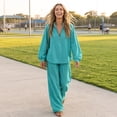 thumbnail image 5 of Linen Two Piece Sets for Women V Neck Zipper Matching Sets Loungewear Fall Travel Outfits Fashion 2026 ,M, 5 of 7