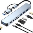 thumbnail image 1 of EIGTHTAIL 8 in 1 USB C Hub Splitter  4 USB Ports  1 USB-C Jack  TF/SD Card Reader  3.5mm Audio Output Compatible with MacBook Pro  iPad Pro Laptops, 1 of 8
