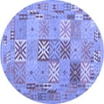 thumbnail image 1 of Ahgly Company Machine Washable Indoor Round Abstract Blue Contemporary Area Rugs, 5' Round, 1 of 4
