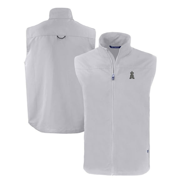 Men's Cutter & Buck Gray Los Angeles Angels Charter Eco Recycled Full-Zip Vest
