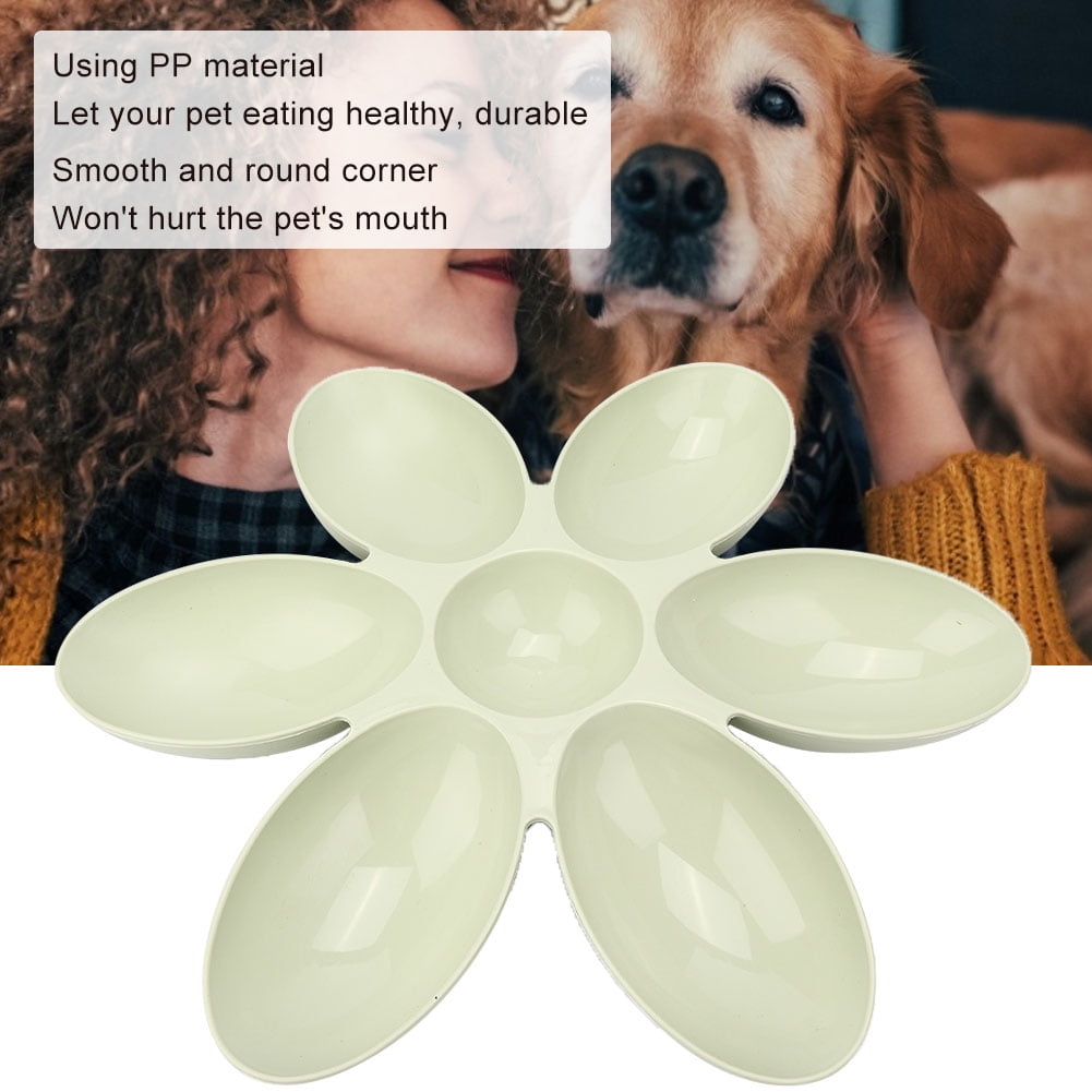 YAHHU PP Durable Six Petals Multiple Case Slow Feeder & Water Feeding Bowl for Cats and Dogs, Green (16.5 inches / 42 cm)