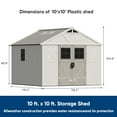 thumbnail image 3 of Patiowell 10x10ft Resin Garden Shed with Skylight & Lock, Weatherproof Outdoor Storage for Tools & Equipment, Beige, 3 of 12