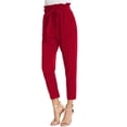 thumbnail image 4 of Pantalones de poliéster para mujer Yinane Pantalones de vacaciones cómodos con cinturo elástica con bolsillos Rojo M, 4 of 7