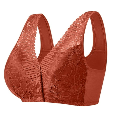 Tumotour Full Coverage Bras For Women Without Steel Ring Gathering Lace Pattern Gauze Covering Nursing Bra Solid Color Oversized Soft Breathable Embroidered Glossy Comfortable Bra