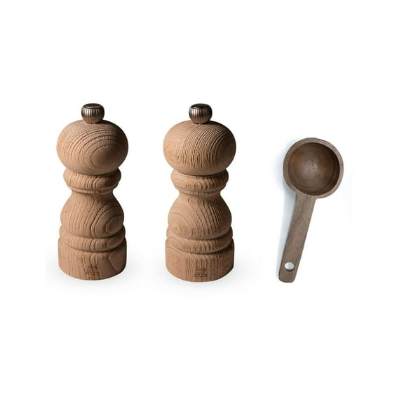 Peugeot Paris Nature 5 inch Salt & Pepper Mills - With Wooden Spice Scoop