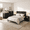black-5pcs, variant on Aiho 3-Piece Bedroom Furniture Set, Queen Size Upholstered Platform Bed Frame with Wingback Headboard and 2 LED Nightstands with Drawers, Black
