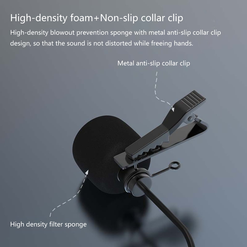 Zeiwohndc Clip on Microphone for Streaming and Recording Lapel Mic with Noise Reduction