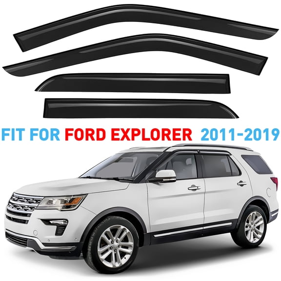 GrandWheel Co Window Deflectors Smoke Tinted Tape-On Side Window Vent Visor Deflectors Rain Guards Compatible with Ford Explorer 2011-2019 - 4 pcs. GW0963