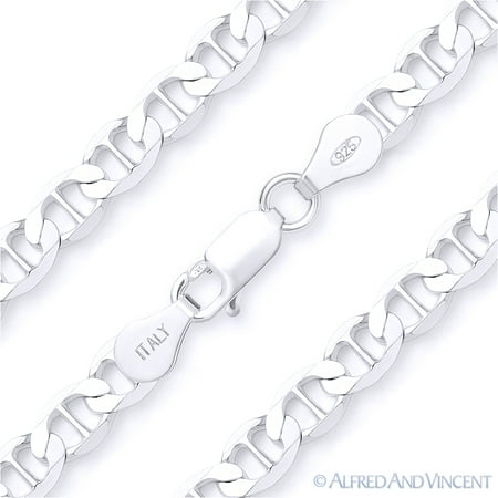 Solid Mariner Link Chain - 6.3mm Marina / Mariner Link Italian Chain Necklace in Solid .925 Sterling Silver