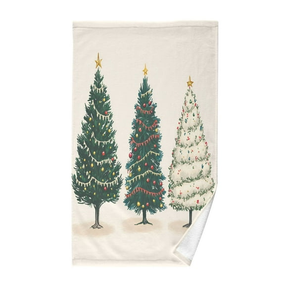 Yayeee 100% Cotton Hand Towels for Bathroom 16" x 28" Kitchen Towel, Hand Drawn Christmas