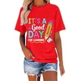 thumbnail image 2 of Fnhpitd First Day of School Teacher Shirt Women Teacher Life T-Shirt Back to School Teachers Appreciation Gift Tee Top Red,S, 2 of 7